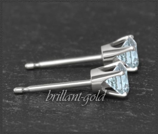 Ohrstecker 585 Gold Aquamarin hellblau 4,5,6,7mm